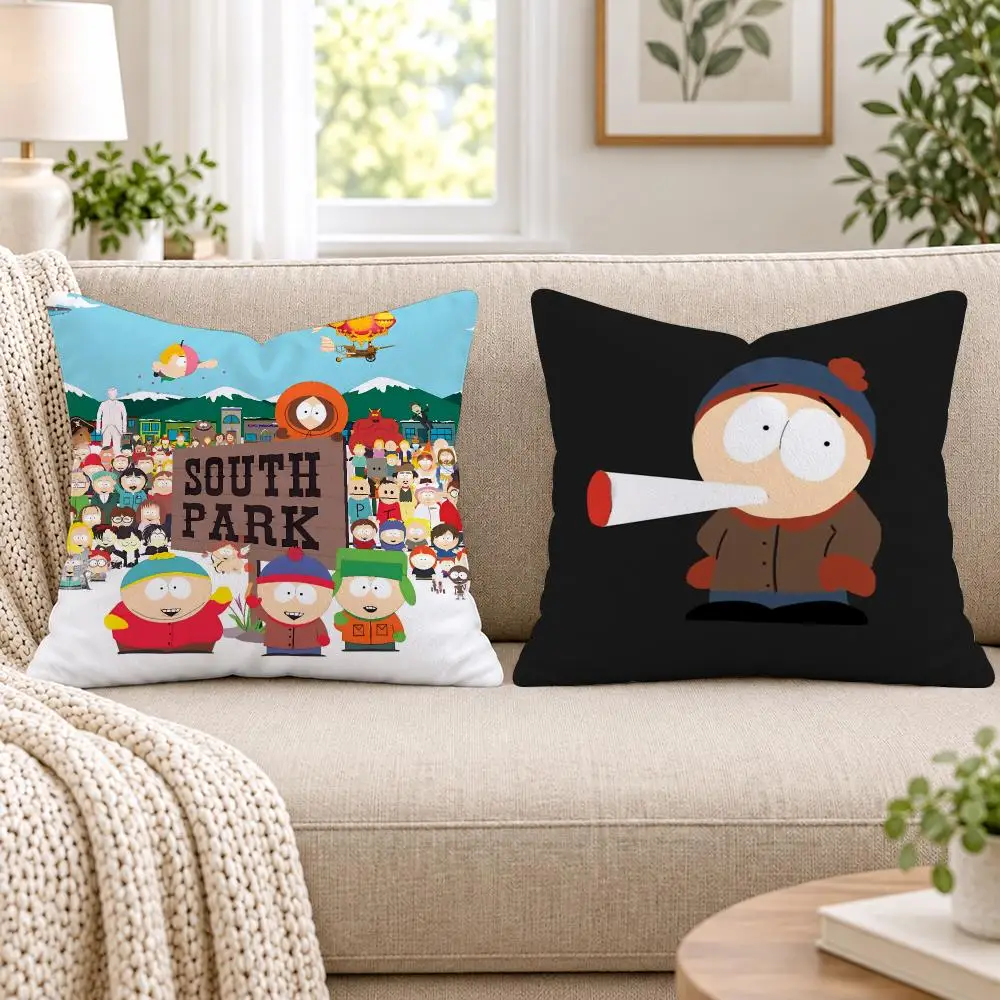 Hot Funny Anime S_Souths P_Park Cushion Cover Short Plush Double-Sided Printing Sofa Bedroom Pillow Case Aesthetic Home Decor