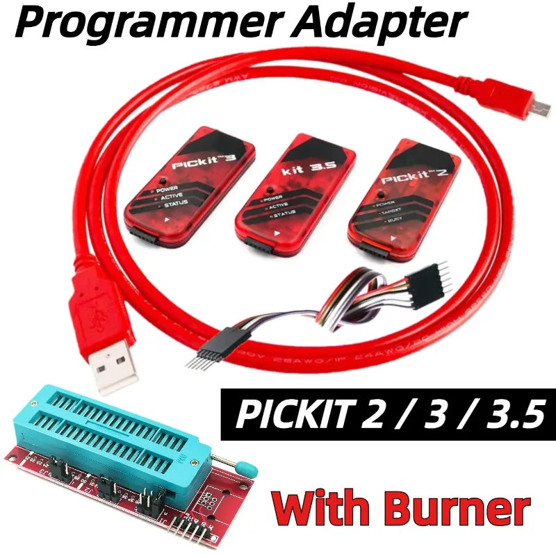 

PICKIT2 PICKIT3 PICKIT3.5 Programmer with Burner Programming PIC Microcontroller Chip +PIC Adapter Universal Programmer Seat