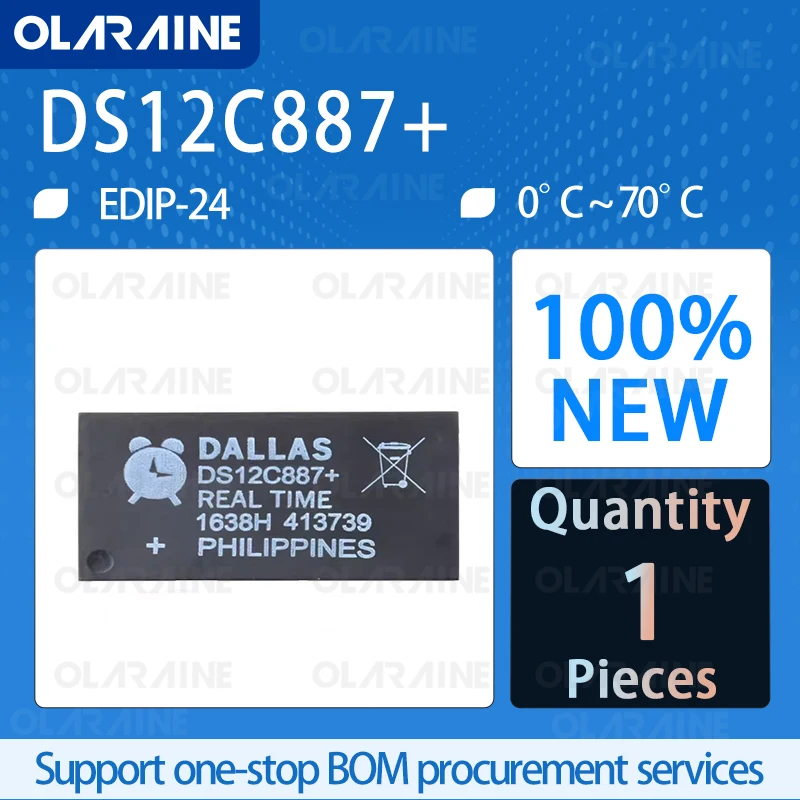 

DS12C887+ EDIP-24 Clock timer real-time clock IC chip circuit controller switch processor sensor OLARAINE