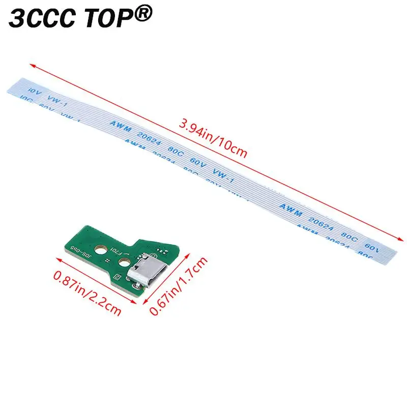 Carregamento USB Porto Socket Board, 12 Pin, Cabo de Fita Flex, PCB Board, Micro USB para PS4 Controller, JDS-055, 050, 1Pc