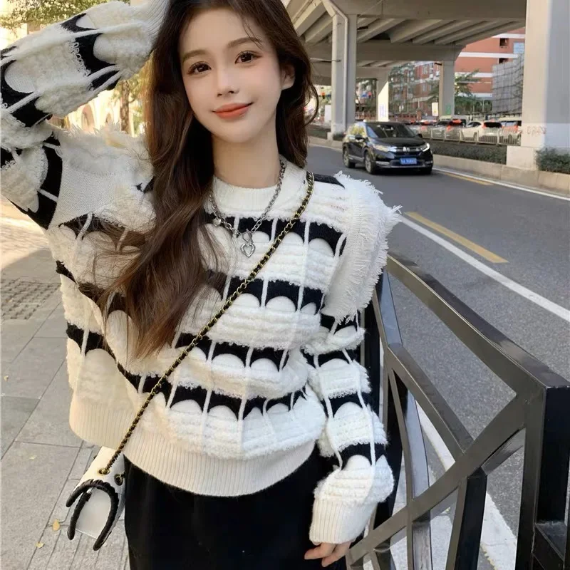 

Spring Women Pullovers Preppy Style Letter Embroidery O-neck Sweater Female Students Korean Cuasal Fashion Knitwear Pullovers