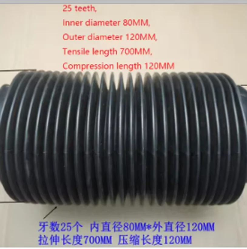 ID80mm Rubber Corrugated Sleeve Flexible Moulded Bellows Oil Resistant Dust Hose