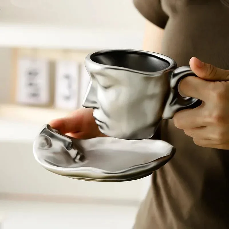 

New Face Kiss Mug Couple Ceramic Water Cup Afternoon Tea Coffee Cup And Saucer Set Milk Tea Cup Breakfast Cup Milk Mug Drinkware