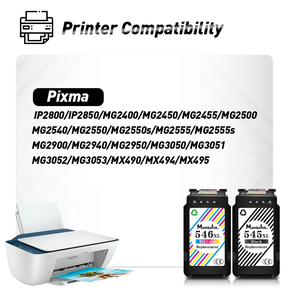 Compatible 545XL 545 XL CL546 Cartridge Replacement For Canon PG545 PG 545 For Pixma MG3050 MG3051 MG3052 MG3053 MX490