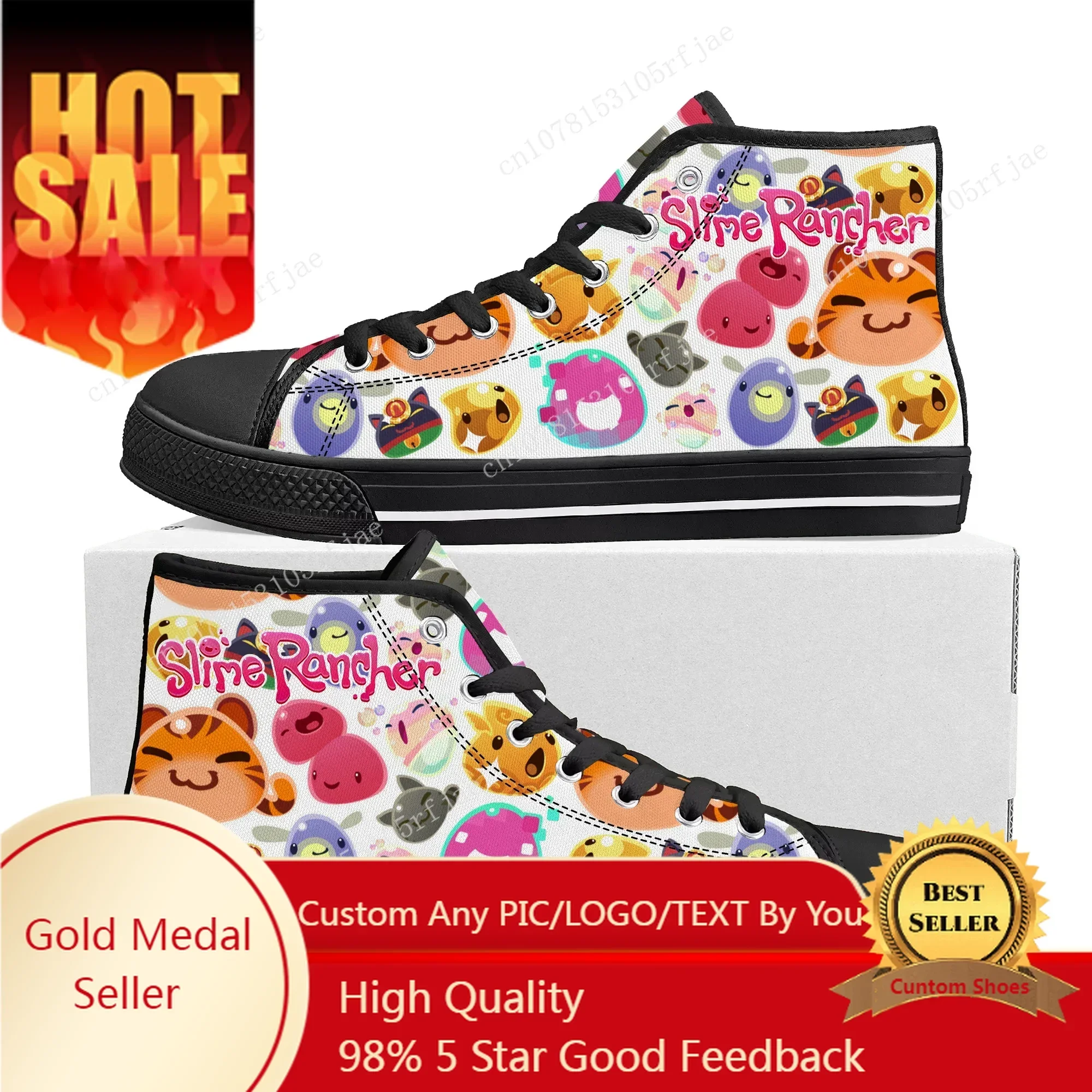 Slime Rancher High Top Sneakers Cartoon Game Mens Womens Teenager Fashion High Quality Canvas Sneaker Custom Built Couple Shoes