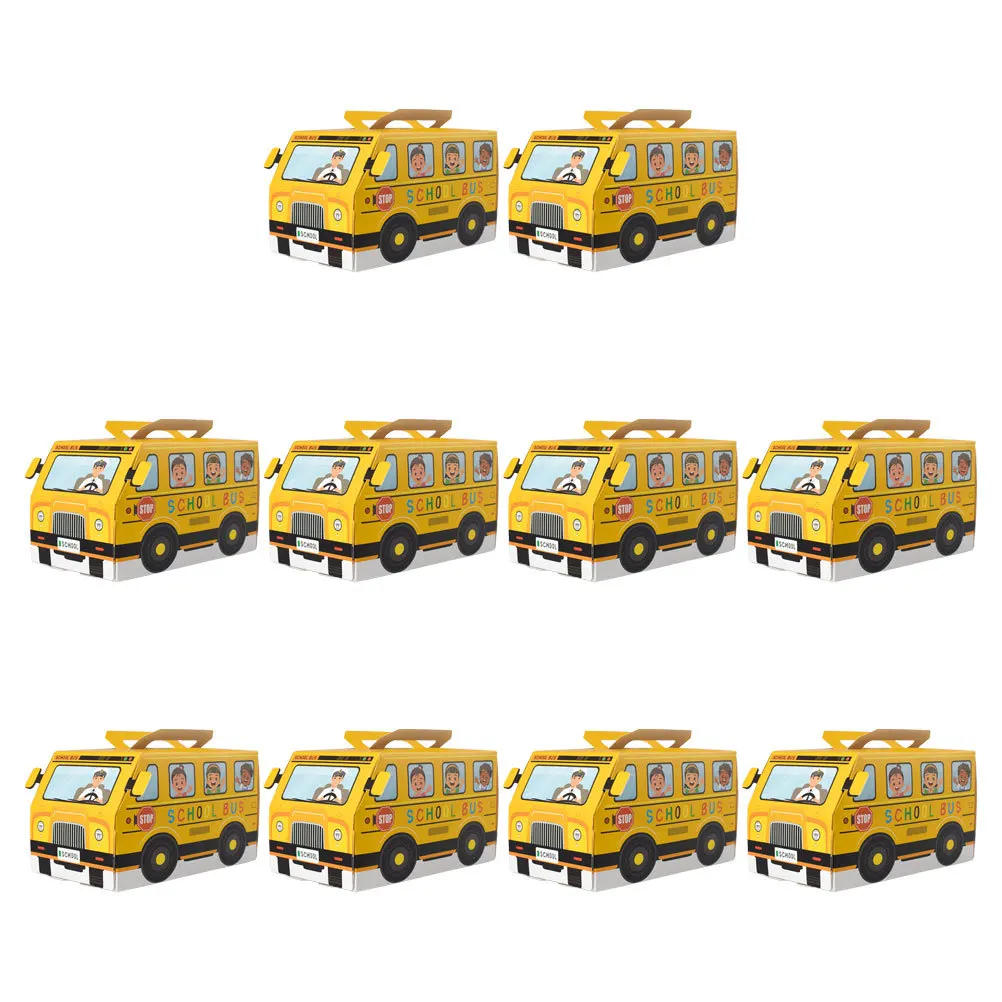 

10Pcs Back to School Party Favor Boxes School Bus Candy Containers Yellow Classroom Decorations Kids Treat Holders