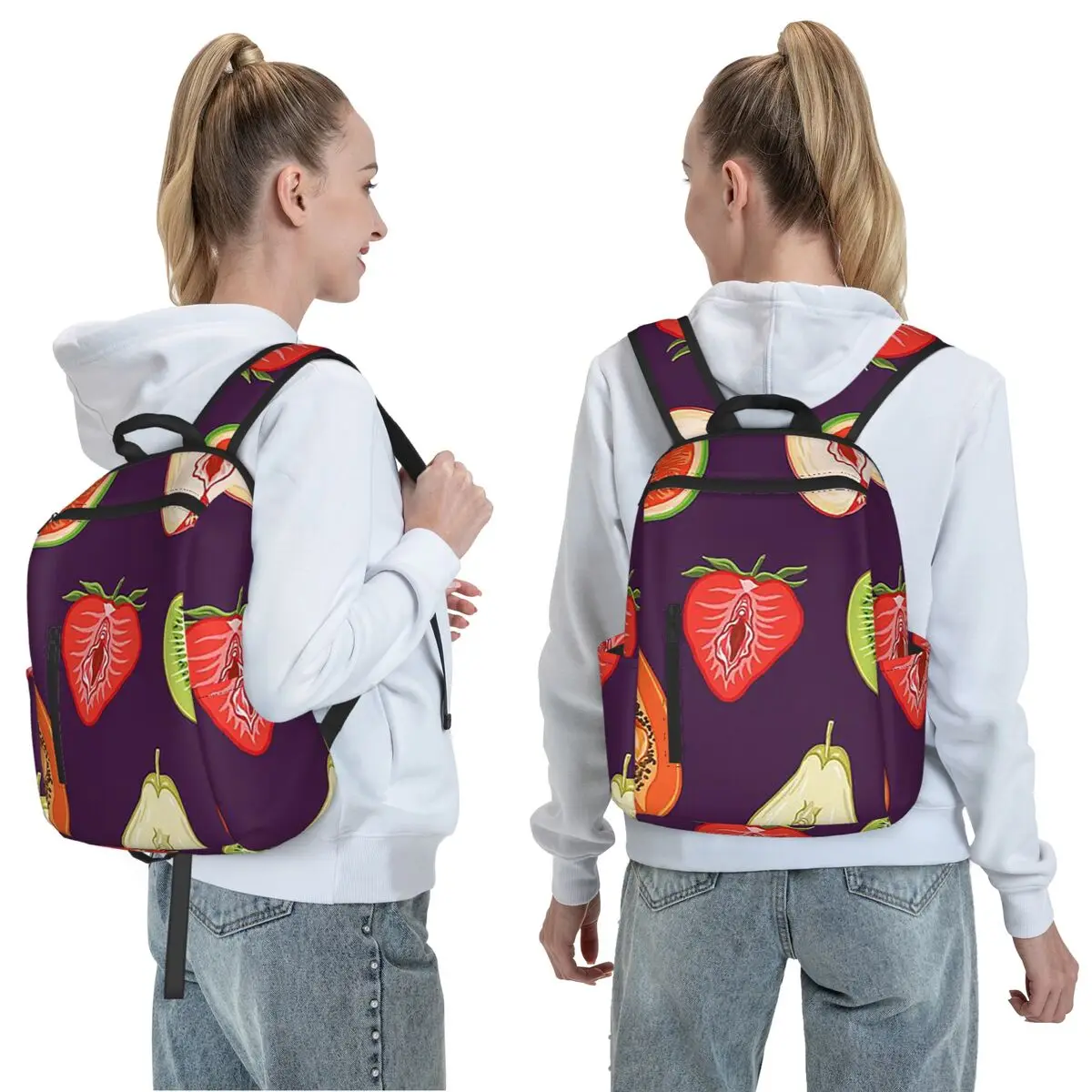 Sexy Vulva Fruits Backpack Daypack Large Capacity Kids BookBag School Bag Shoulder Bags for Men Women