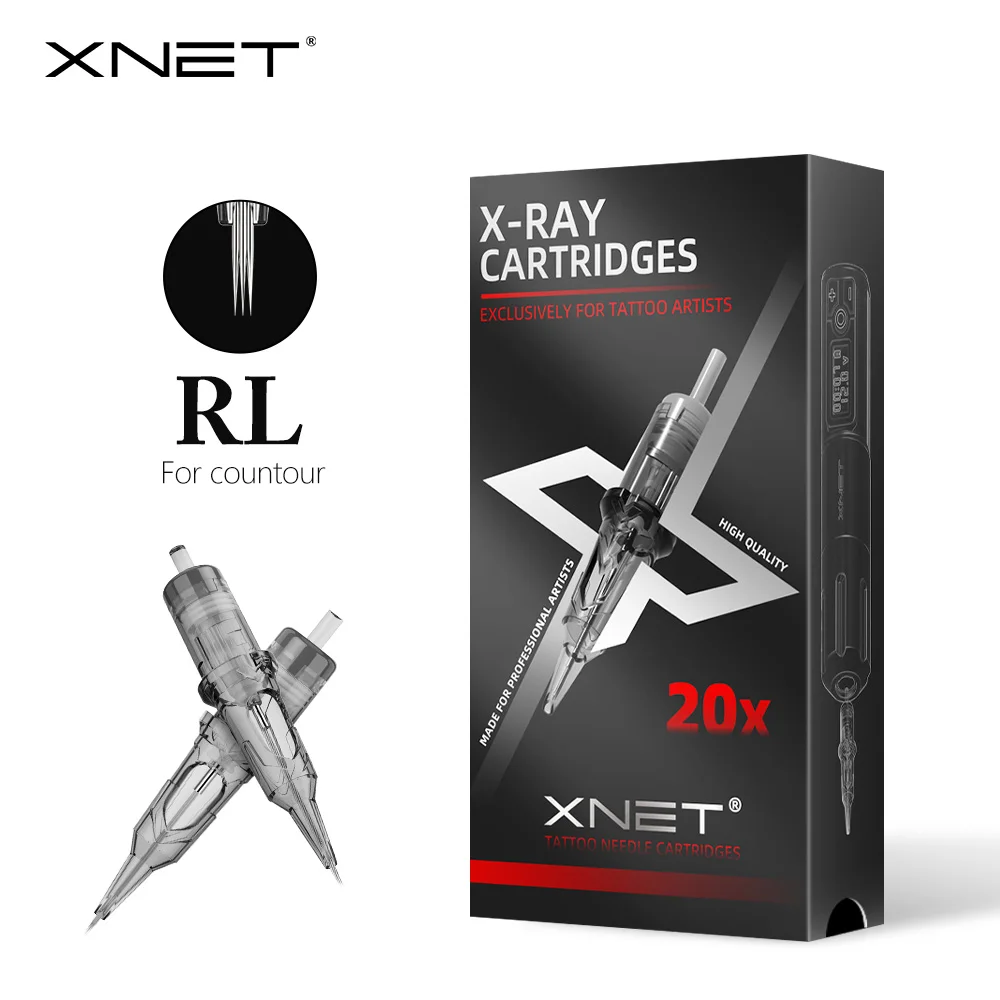

XNET X-ray 20pcs/Ink Cartridge Tattoo Needle RL Round Bush Disposable Safety Tattoo Needle 0.25mm 0.35mm 0.35mm Tattoo Needle
