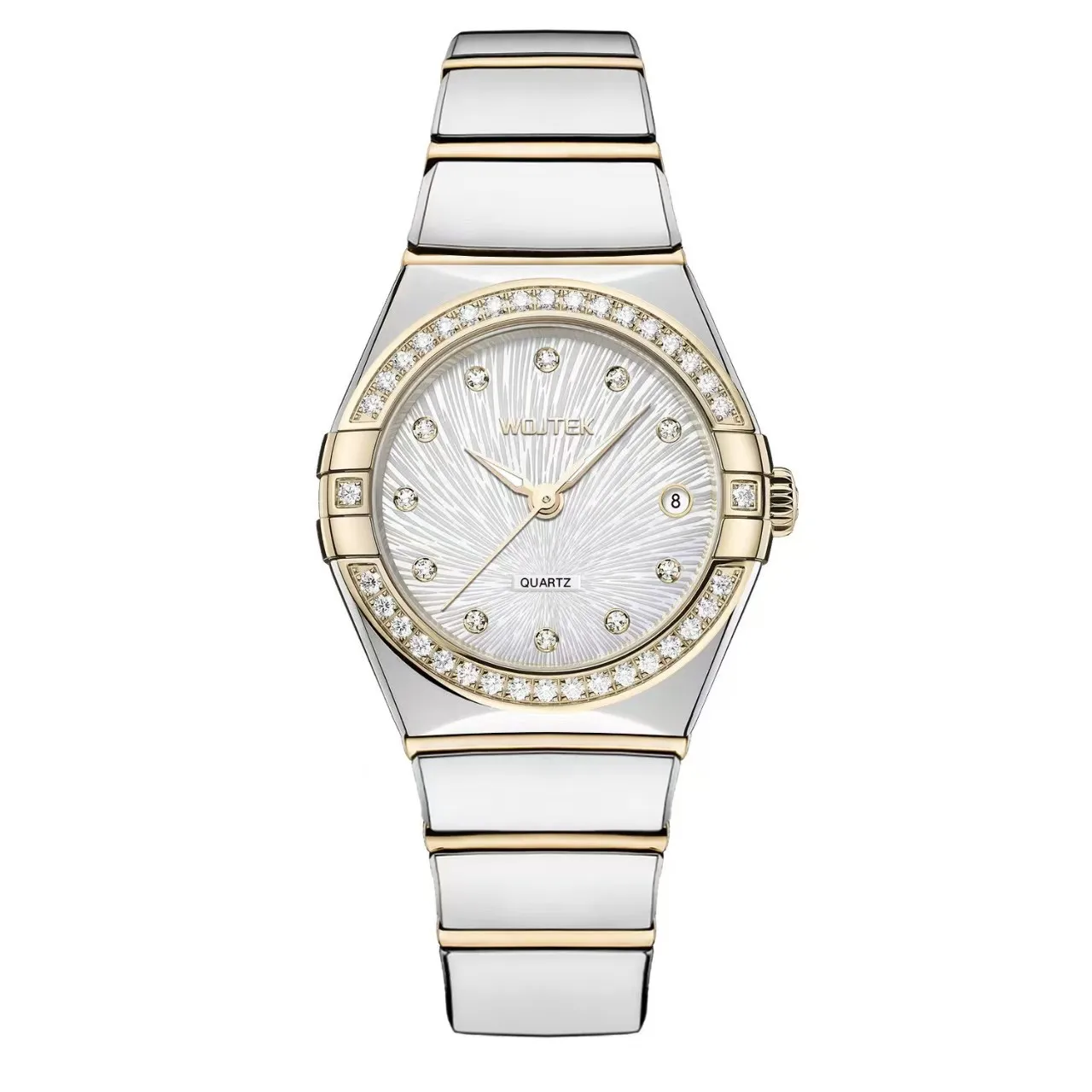 WOJTEK Star Series Women Quartz Watch, Luxury Rhinestone Calendar Ladies Wristwatch Elegant Fashion Dress Watch