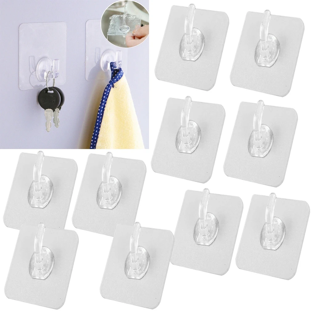 

10 шт., прозрачные самоклеящиеся крючки-держатели