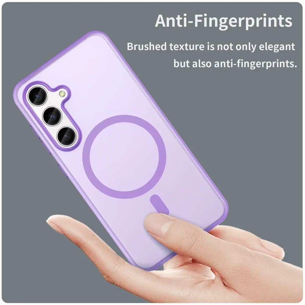 Matte Candy Magnetic Wireless Charge Transparent Case for Samsung Galaxy S25 S24 Ultra Plus FE For Magsafe Shockproof soft Cover