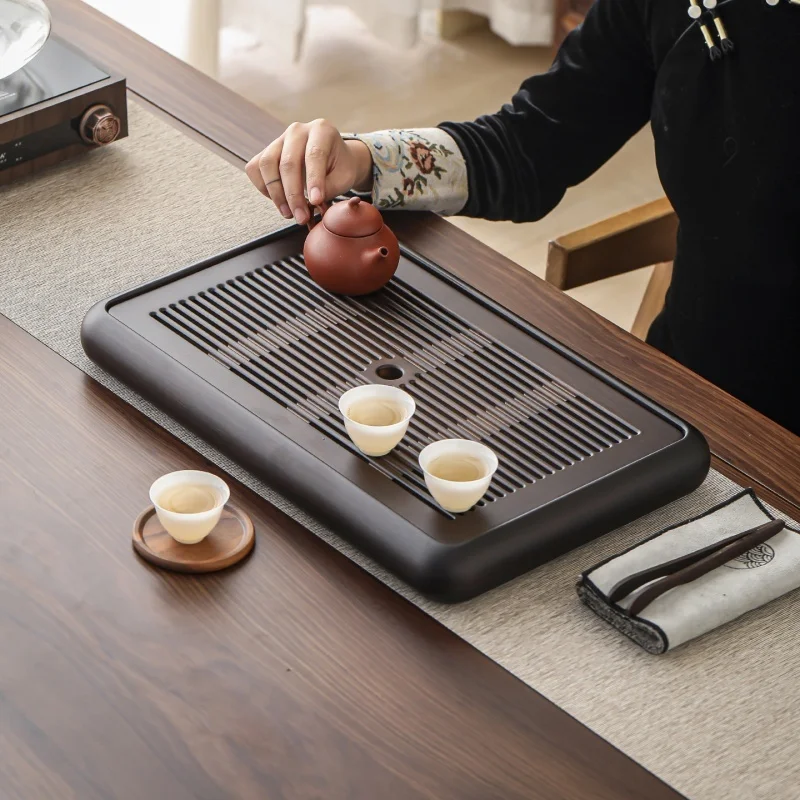 

Bamboo Tea Tray Table Box with Water Storage Portable Detachable Kung Fu Bamboo Tea Tray Easy To Clean Household Storage Tray