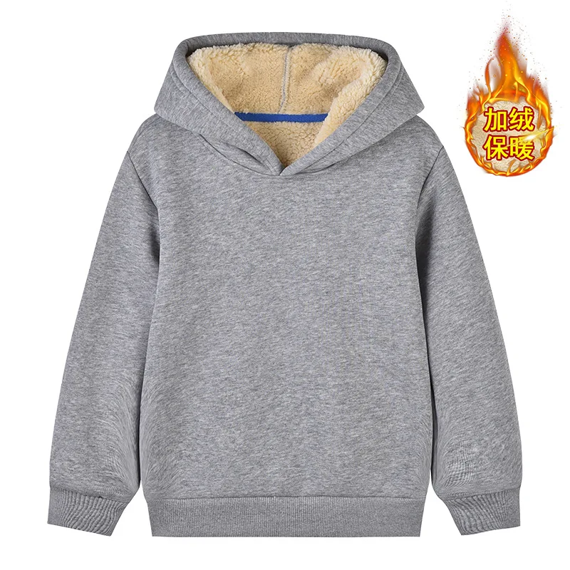 Pullovers for Kids Autumn Winter Fleece Thick Warm Hoodies Casual Sportsweat Infants Boys Girls Sweatshirt School Children Tops