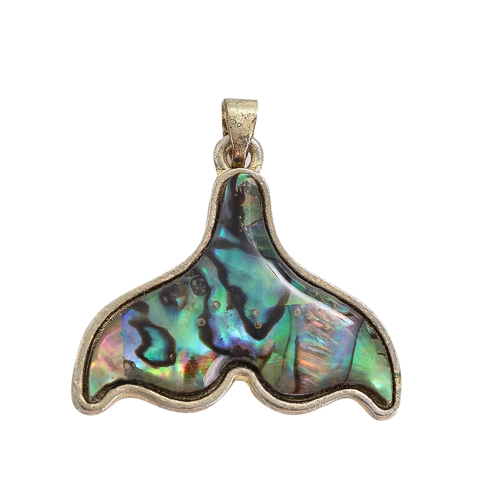 1PCS Natural Abalone Shell Fish Tail Pendants 25*25mm Whale Tail Charms for DIY Jewelry Making Necklaces Bracelet Accessories