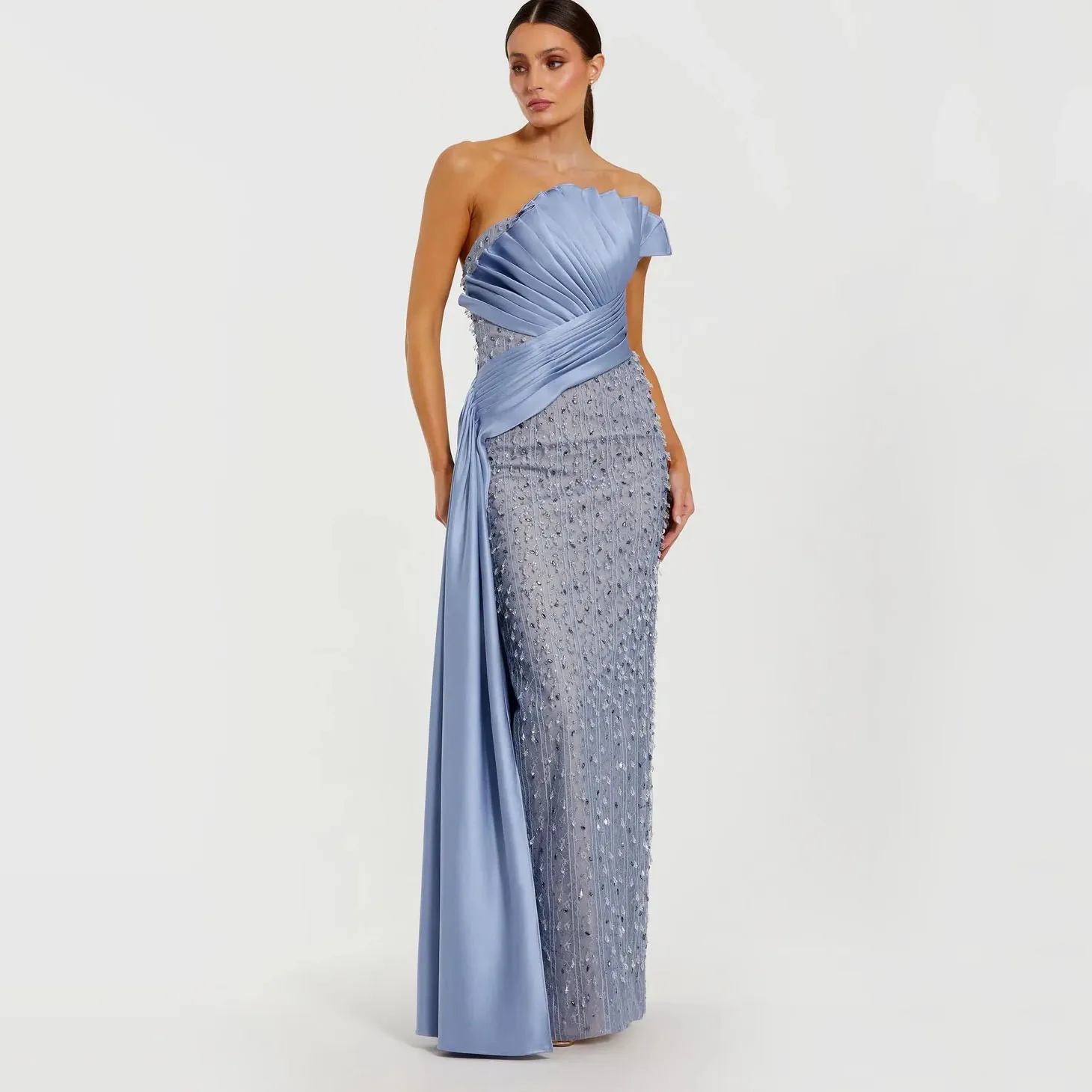 Customized Mother of the Bride Dress Beaded Lace Column Guest Dress With Satin Sash Wedding Gown Robe Invitée Mariage