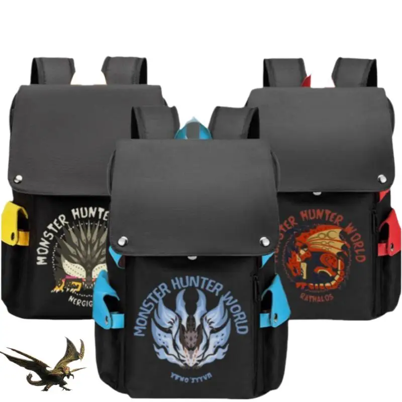 Monster Hunter Wilds Backpack Men Women Nata Rathian Backpack  Shoulder Bag Large-Capacity Travel and Business Double mochila