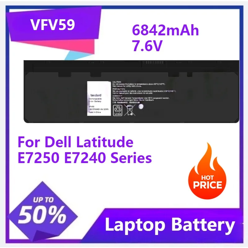 

VFV59 7,4 В 45 Втч аккумулятор для ноутбука Dell Latitude E7250 E7240 серии WD52H 6842 мАч 7,6 В