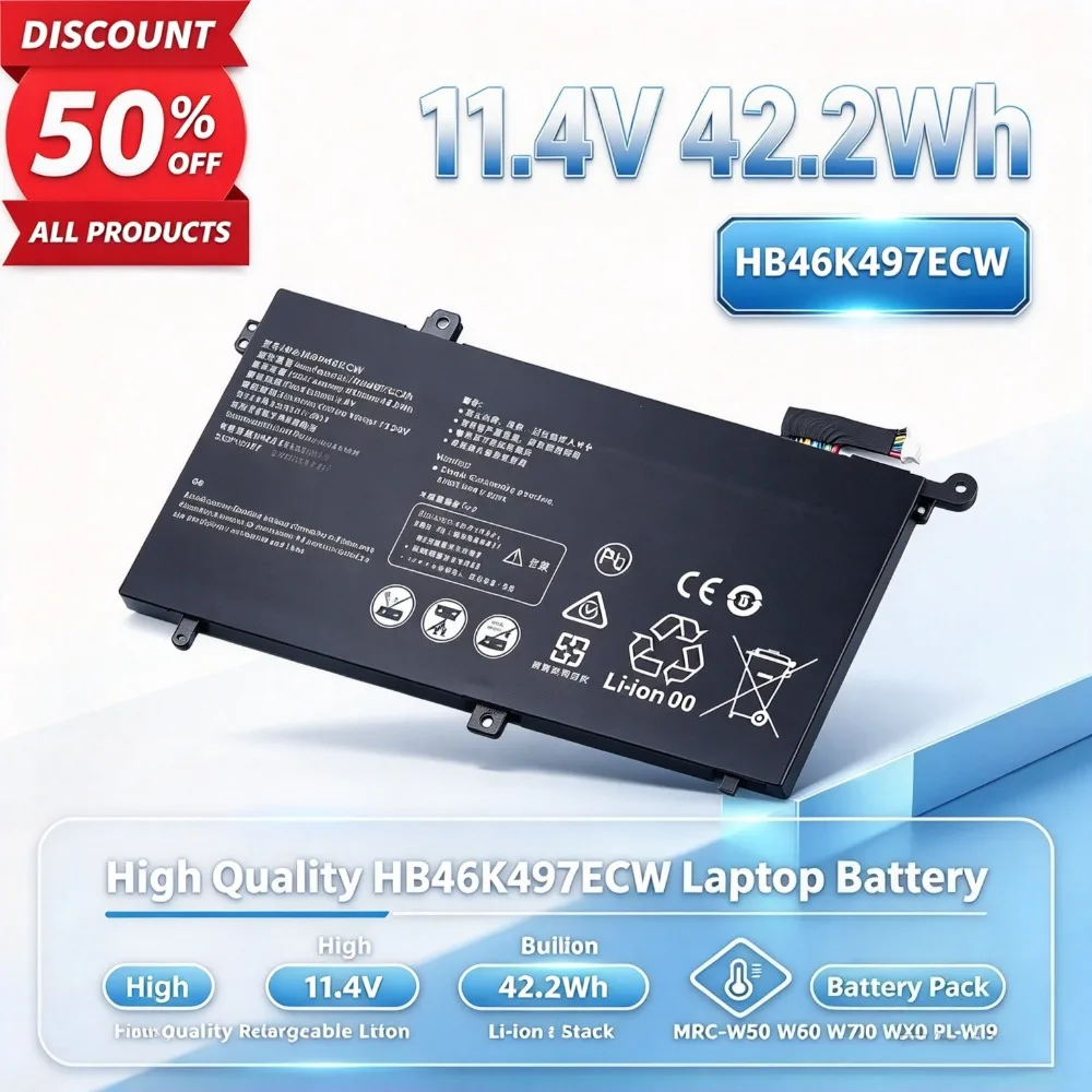 High Quality HB46K497ECW Laptop Battery Built-in 11.4V 42.2Wh Capacity Replace for MRC-W50 W60 W70 W00 WX0 PL-W19 Notebook Batt