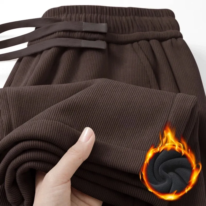 

Men's Corduroy Pants Fce Lined Thi Warm Straight Leg Casual Long Trousers Autumn Winter New Sle Loose Fit Polyester Fiber