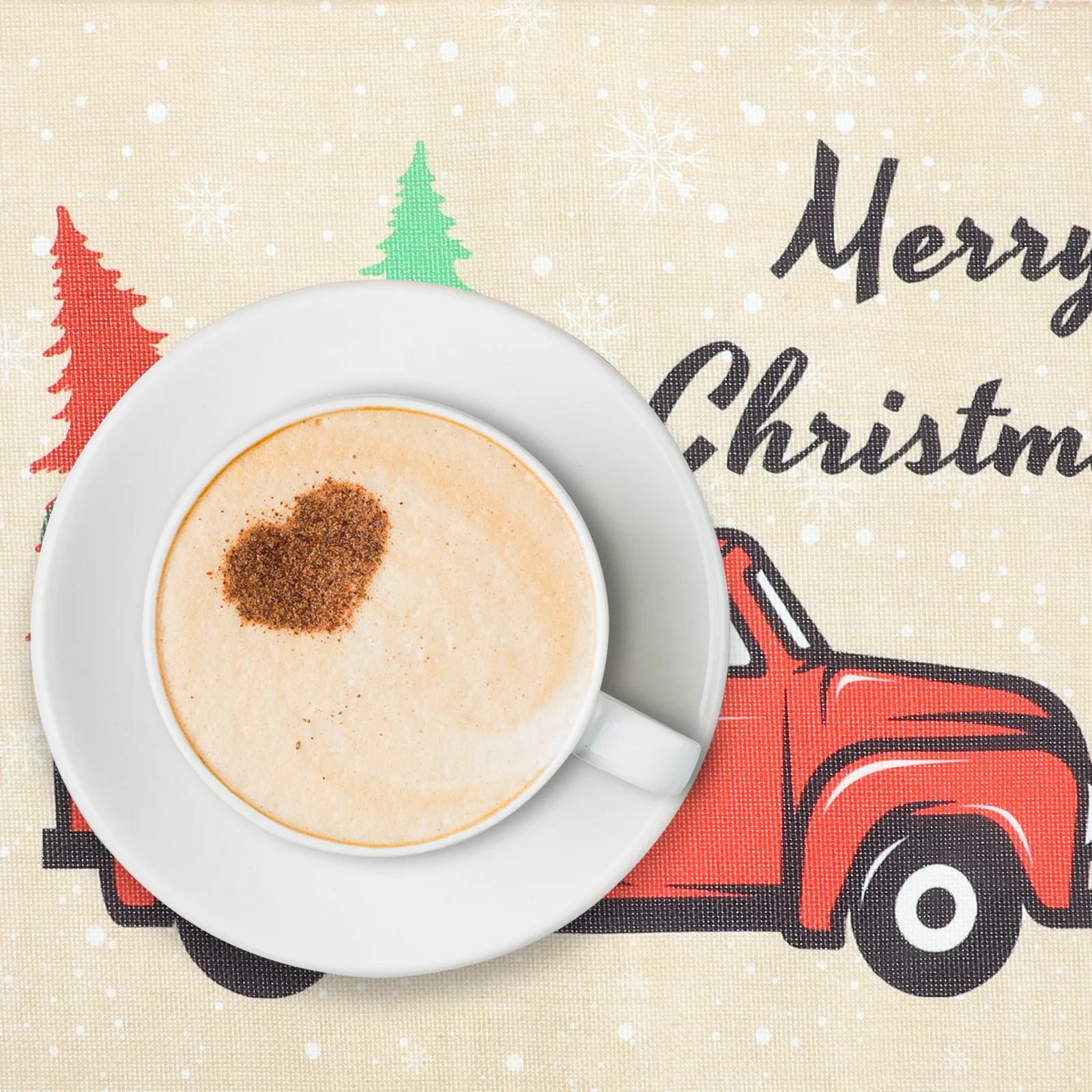 

4 Pcs Xmas Christmas Placemats Dinner Table Decor Restaurant Non-slip Red Cotton Decoration Dining