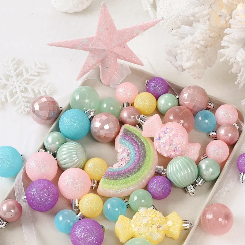 

1Set Christmas Tree Ornaments Star Shatterproof Hanging Ball +Christmas Tree Topper