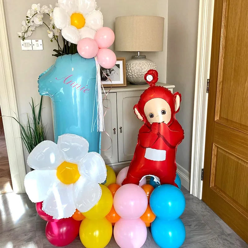 Niedliches Cartoon Teletubbies Folienballon-Set Geburtstagsparty-Dekoration Baby-Shower-Zubehör Helium Aufblasbare Kinderzimmer-Deko Geschenk