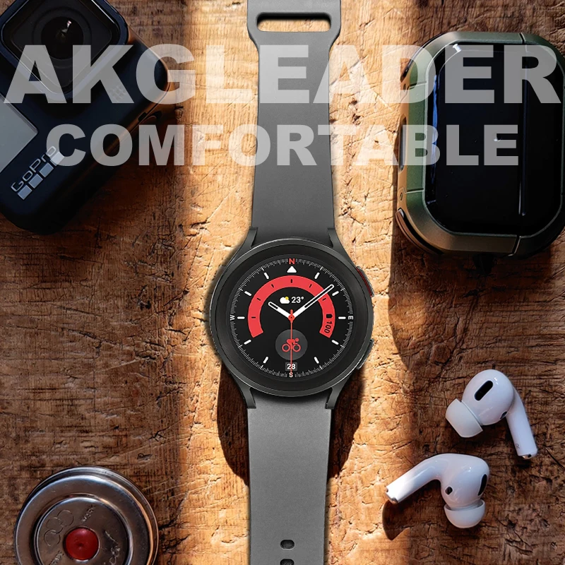 AKGLEADER fluororubber  Strap For Samsung Galaxy Watch 5 Pro 40mm/44mm Original No Gap Bracelet  Galaxy Watch 4 Classic  Correa