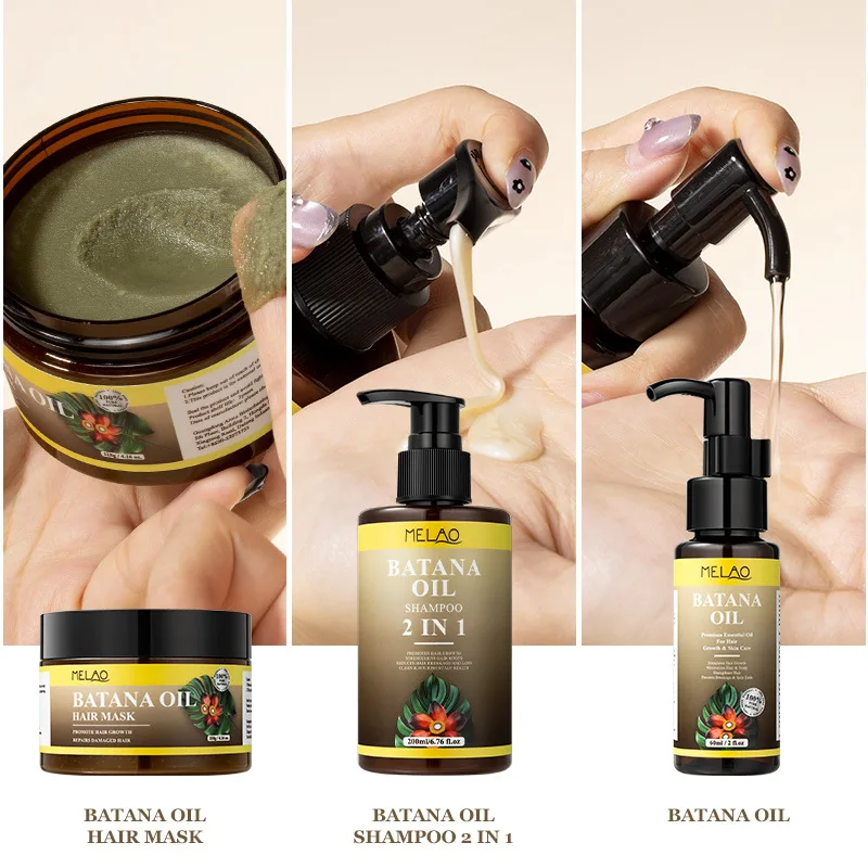 Batana Oil Hair Growth Kit African Fast Hair Growth Batana Shampoo Conditioner Anti Hair Loss Hair Regrowth Treatment Serum