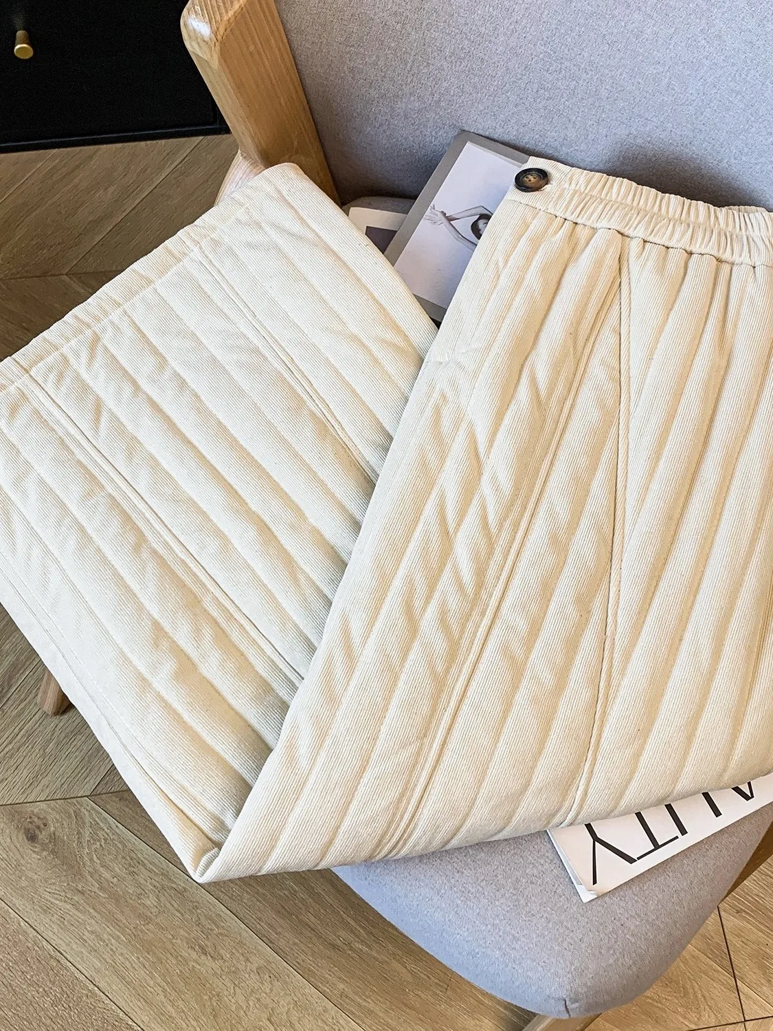 

Cotton Blend Corduroy Elastic Waist f Skirt Spring Summer Autumn Casual Sle Women's Puffy Skirt Brand New 2025 Winter Co...