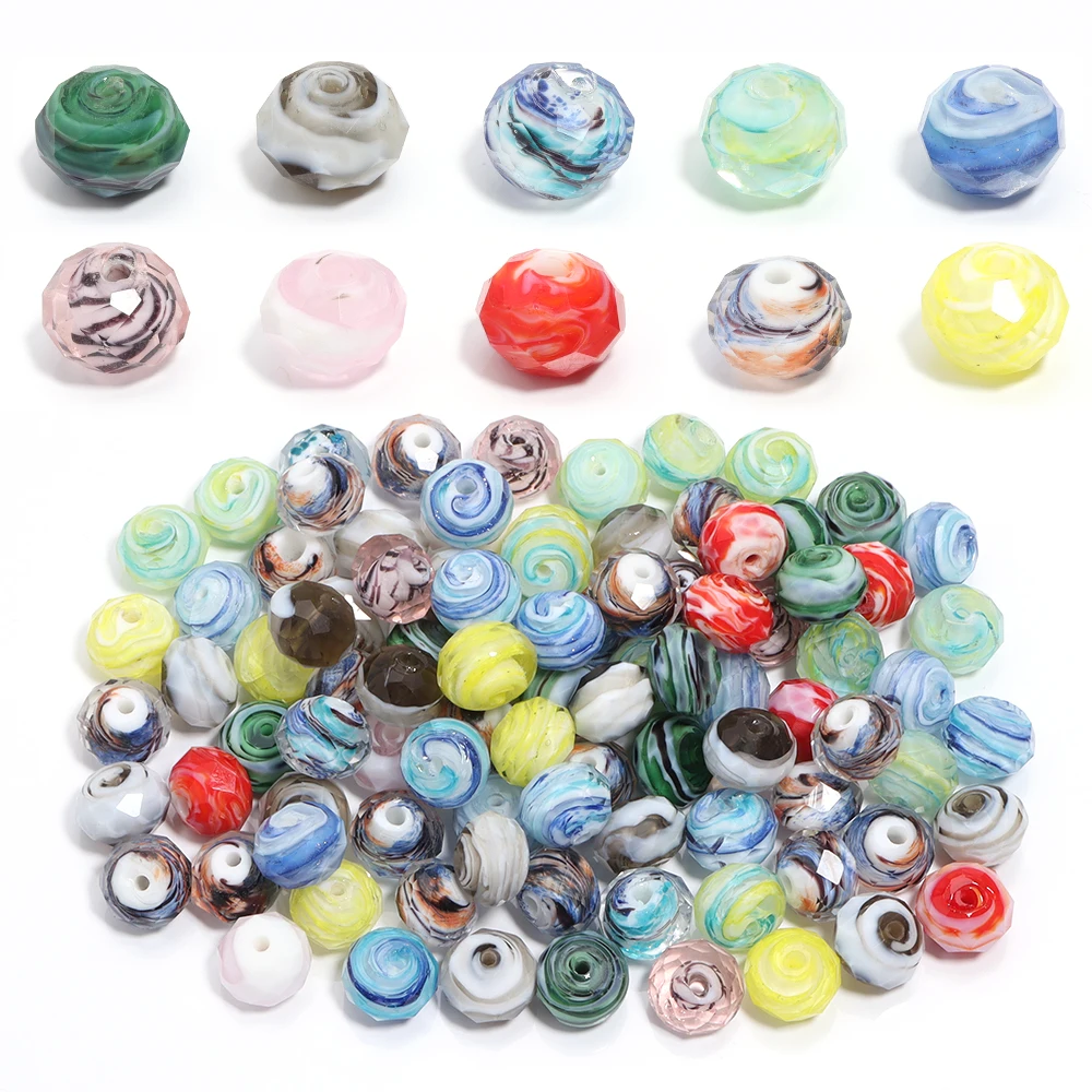 10pcs/lot Section Abacus Lampwork Beads Round Loose Spacers Lampwork Beads DIY Jewelry Pendant Bracelet Accessories Wholesale