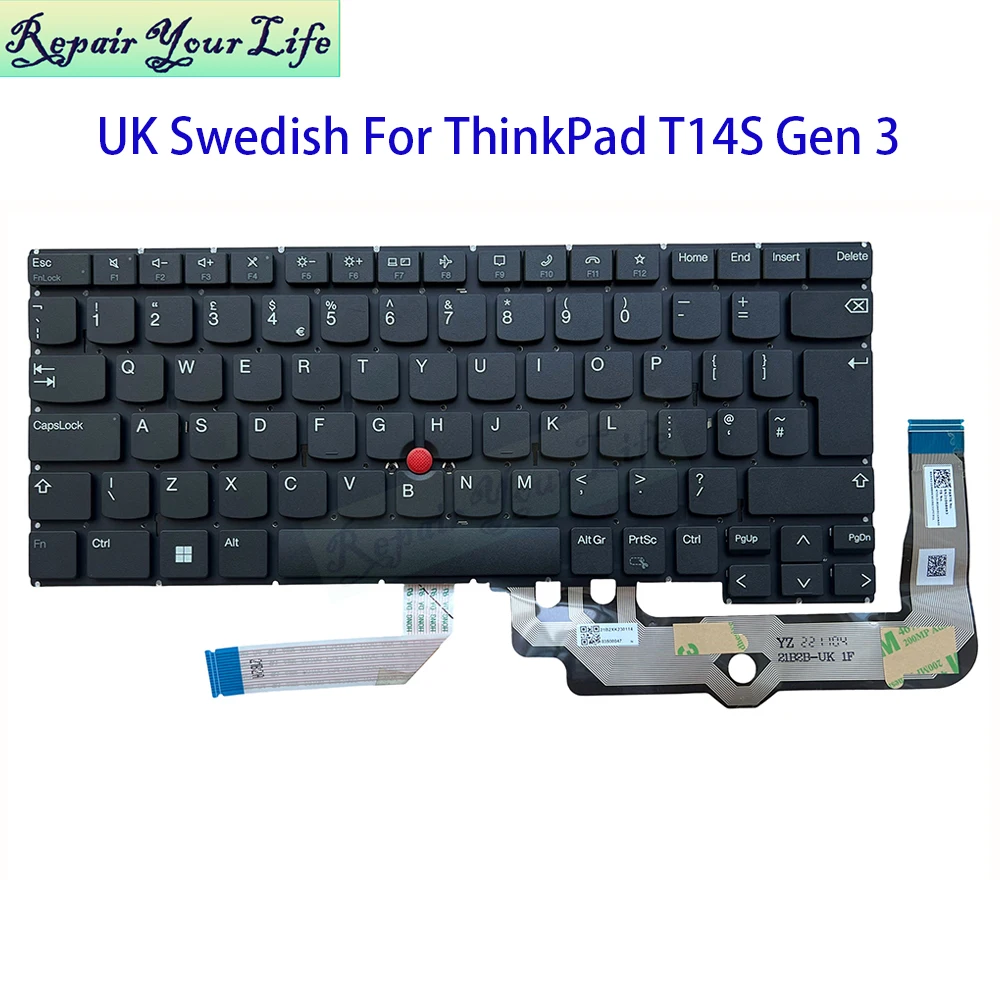 UK GB Swedish Backlit Keyboard For Lenovo ThinkPad T14S Gen 3 GEN4 21F6 21BS 21CR TrackPoint Keyboard Teclado Backlight keycaps