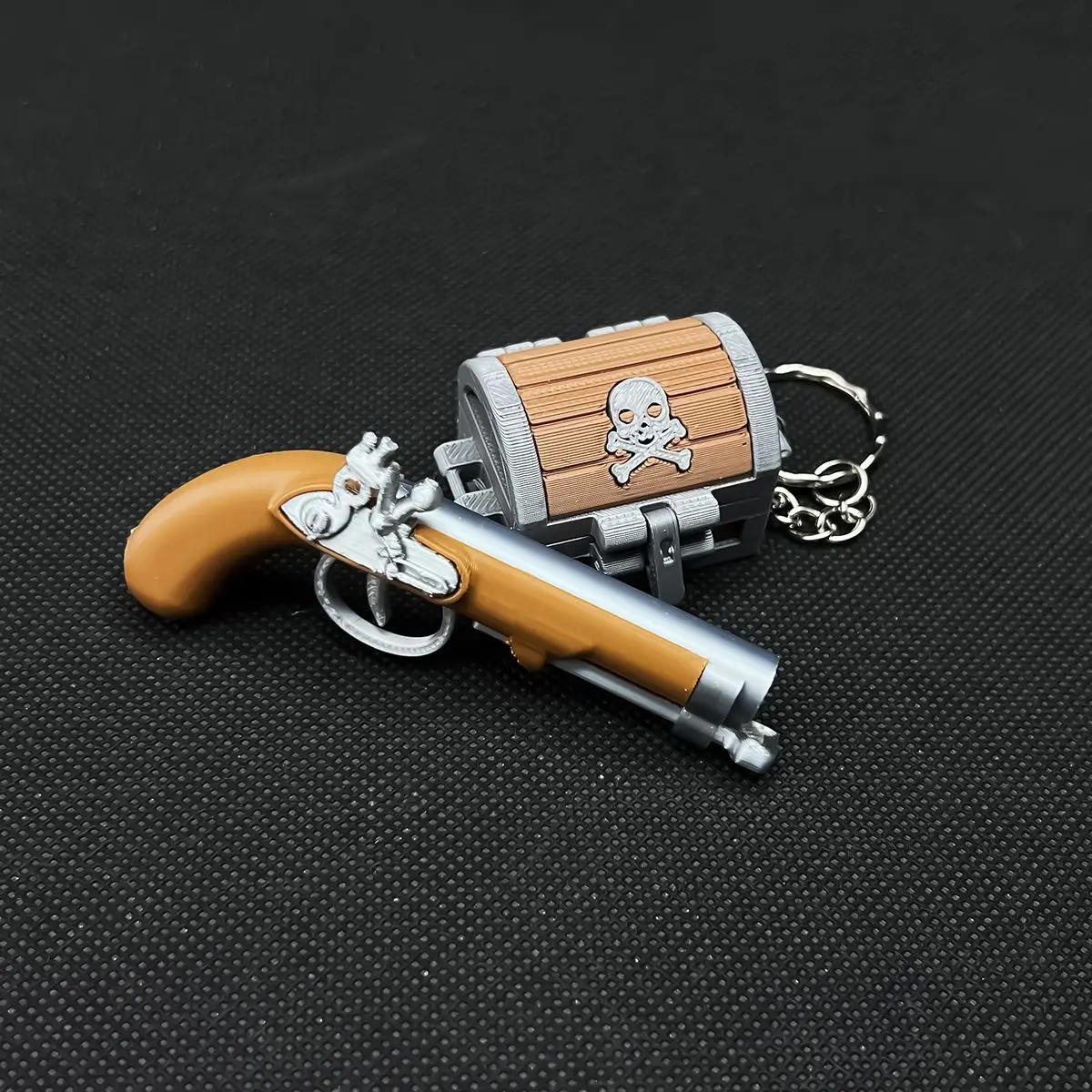 

Mini Pirate Finger Gun 3D Printed Fidget Toy Keychain, Hot Selling Launchable Balls Drum Magazine Bag Pendant Stress Relief Gift