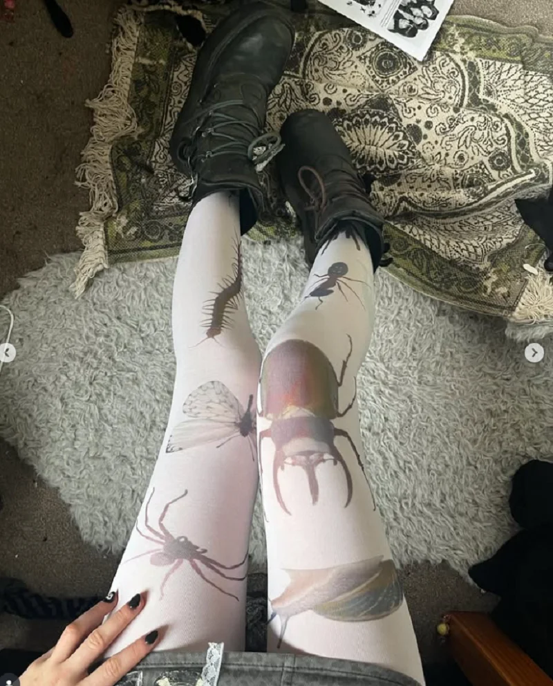 Kawaii White Cute Cat Printed Long Socks Harajuku Over Knee High Socks Pantyhose Y2K Style Role Playing Socks 2000s Emo Female