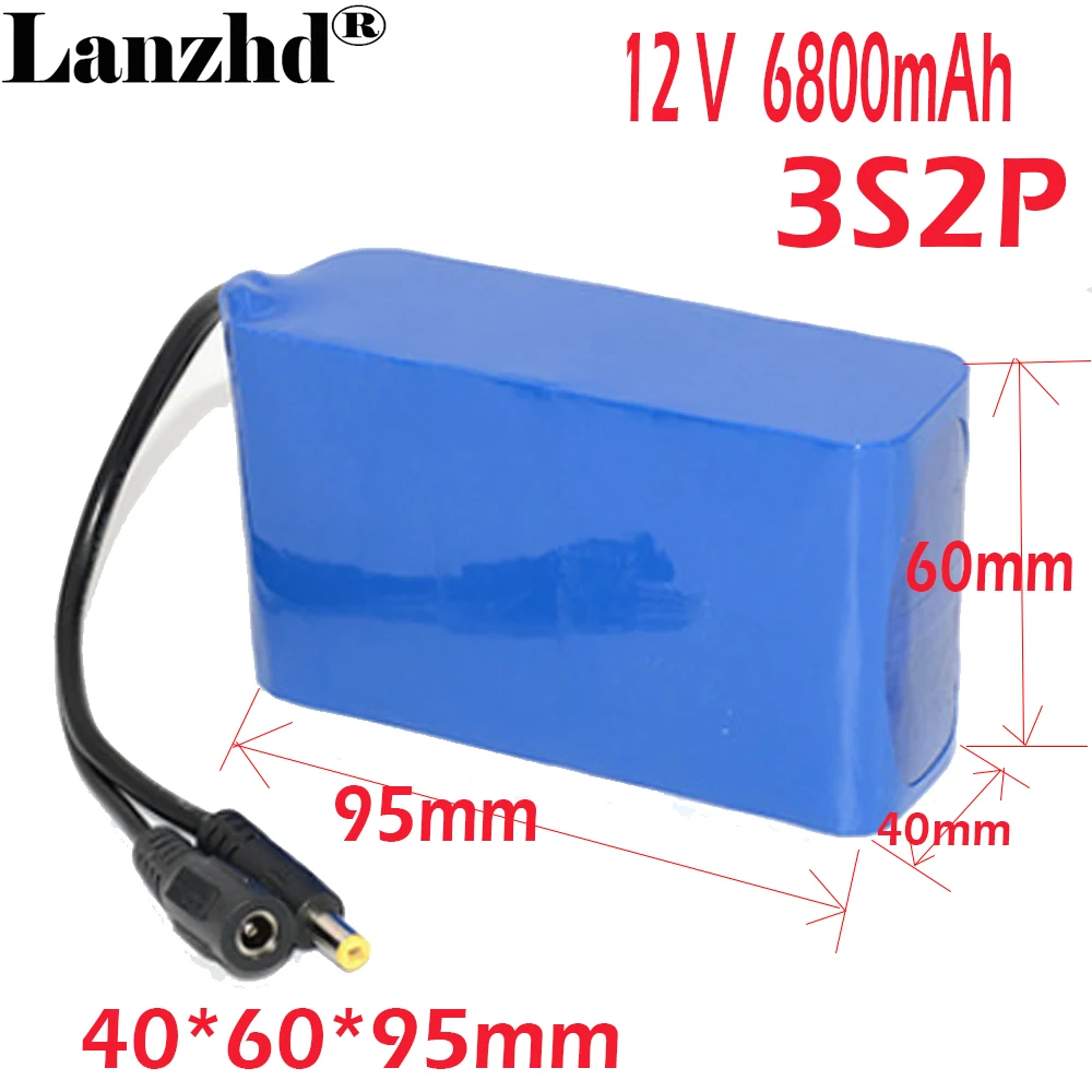 

1-8pcs 12V 3A 18650 lithium battery pack 3S2P 6800mAh built-in BMS Bluetooth speaker flashlight GPS Monitoring LED light strip