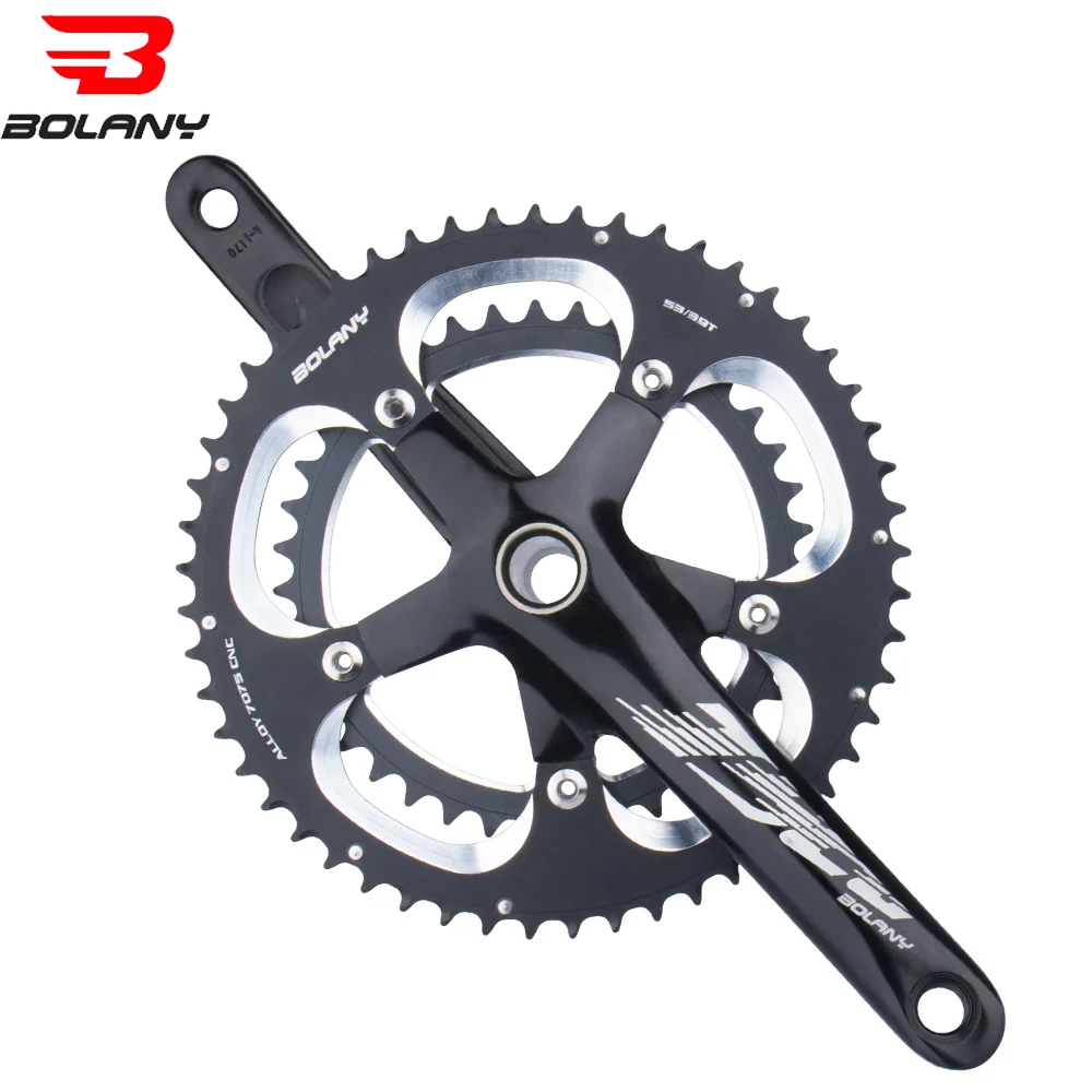 

BOLANY MTB Road Bike Crankset Double-Piece Crank 170mm Hollow One-Piece Crankset 130BCD 39/53T 115mm Bicycle Accessories