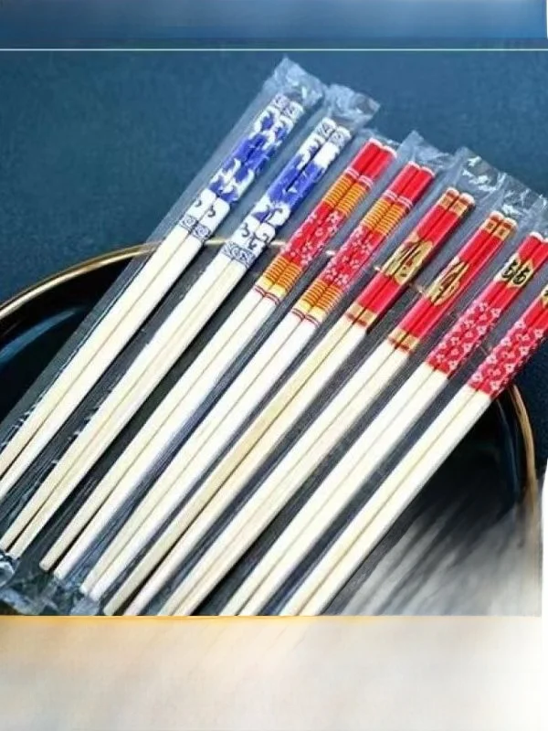 High End Disposable Bamboo Chopstis Set in Blue Porcelain Independent Paaging for Wedding Banquet Dinner Par Tableware