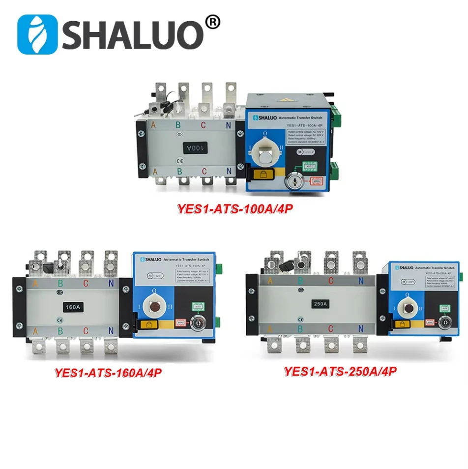 

New ATS Dual Power Automatic Transfer Switch AC 220V 100A 160A 250A 4P for Generator Parts Auto Change Over Switch