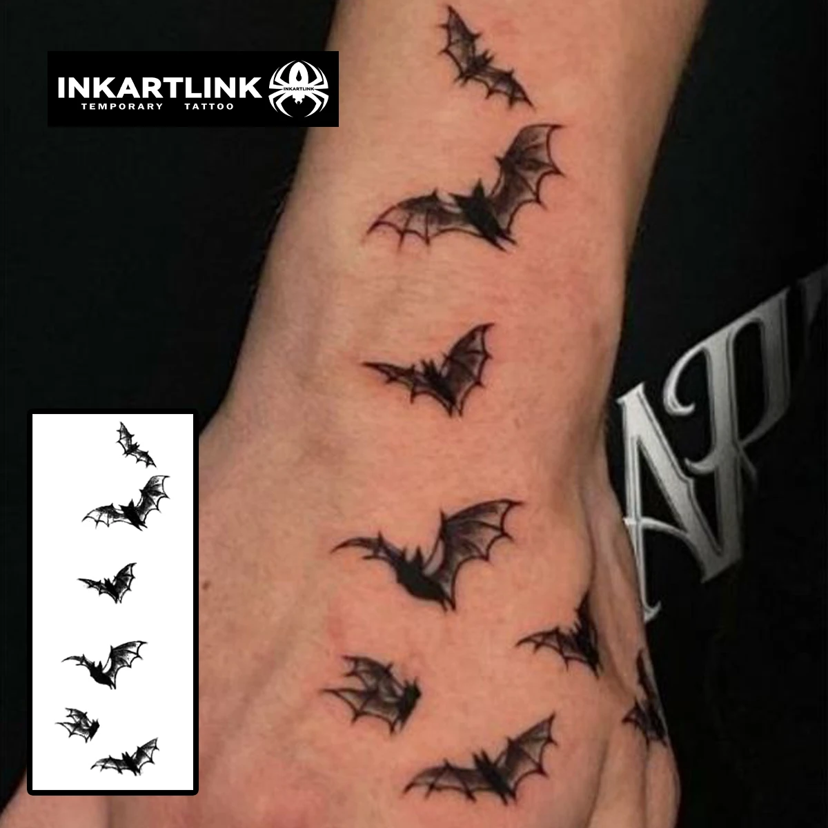 Bat Temporary Tattoo,Lasts To 15 Days New Technology Magic Waterproof Semi Permanent Sticker.