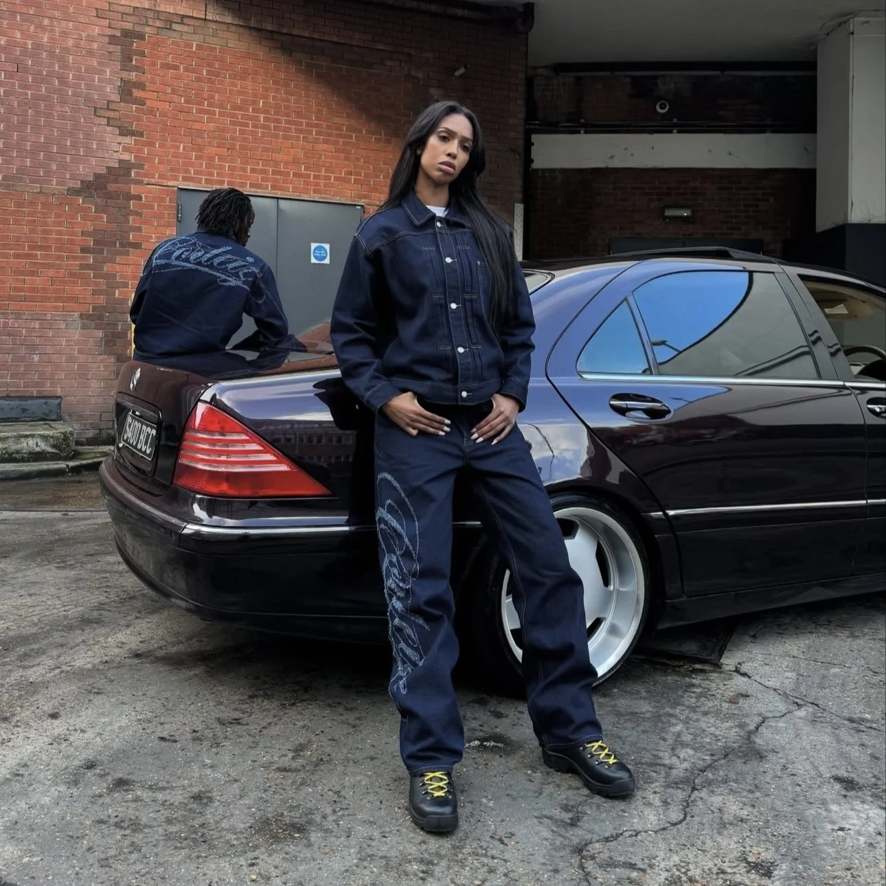 

Винтажные джинсовые повседневные брюки с тяжелой талией и принтом, мужские прямые джинсы High Street Sle, хлопок 00% без зарегистрированного бренда