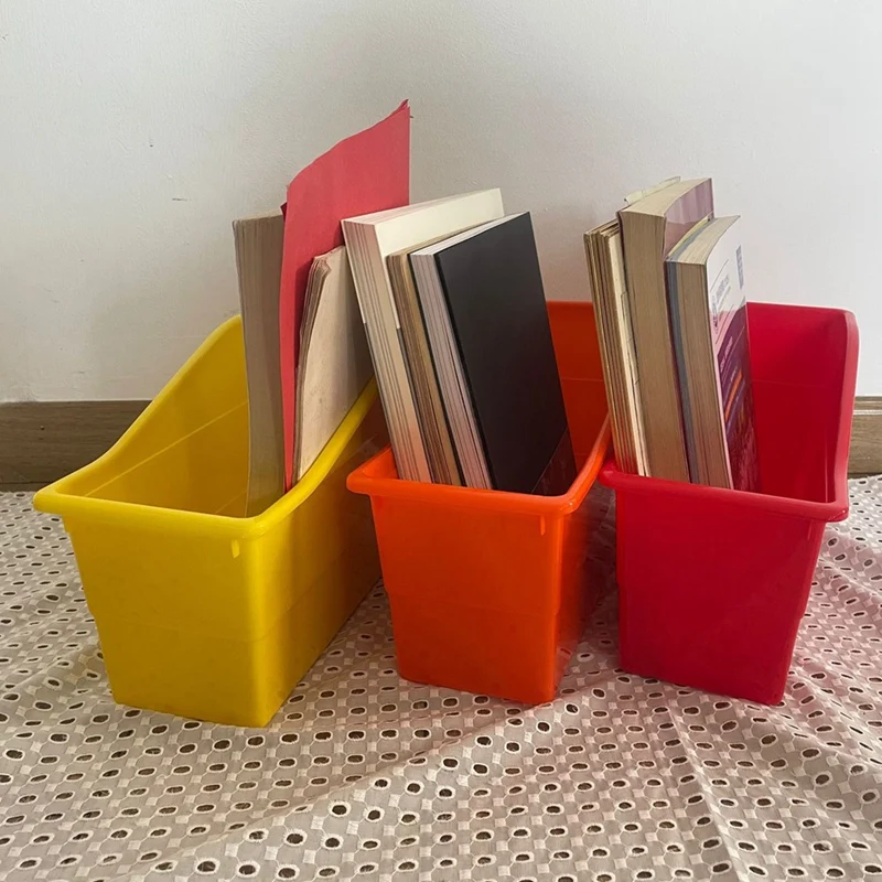 A35Q-Book And Binder Holder, For Classroom, Plastic Vertical Storage Book Organizer Folders, Office Organization,6Pcs