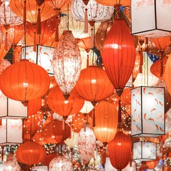 Retro Chinese Lantern Traditional Japanese Vietnam Silk Lantern Balcony Outdoor Party Spring Festival New Year Hanging Lanterns