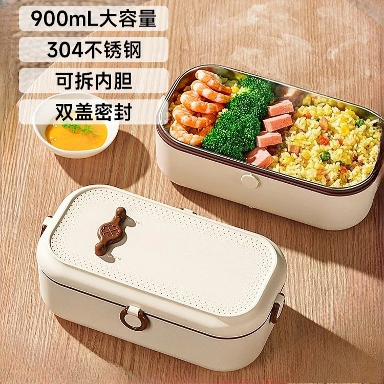 Insulated lunch box self-heating water-free electric heating with rice plug-in stainless steel lunch box hot food