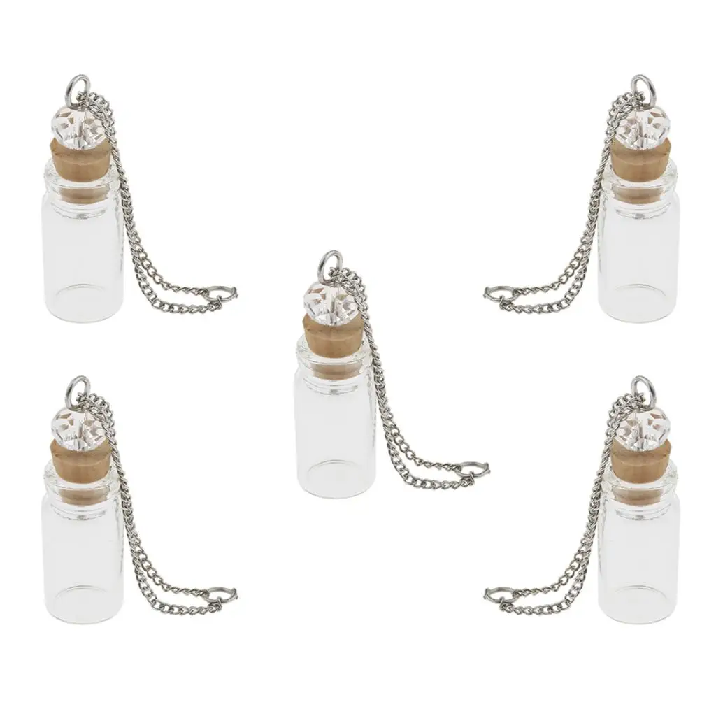 Glass Mini Pendant Bottle with Cork Perfume Sample Message Vial DIY Keychain for Book Bar Cafe Decor