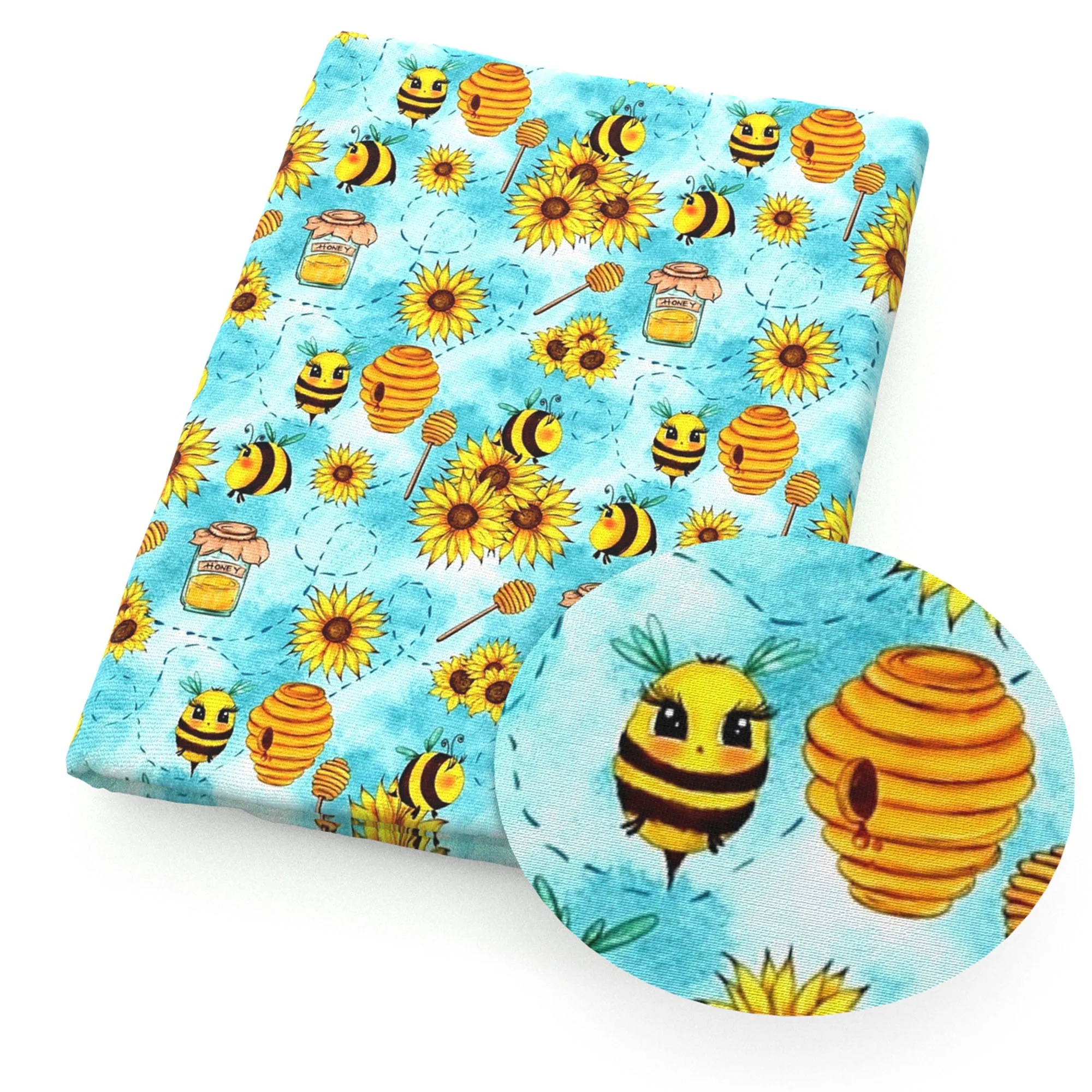Tela De Poliéster Y Algodón Con Estampado 3D De Gato, Abeja, Perro Y Dinosaurios | 50x145 Cm | Ideal Para Patchwork, Costura Y Acolchado