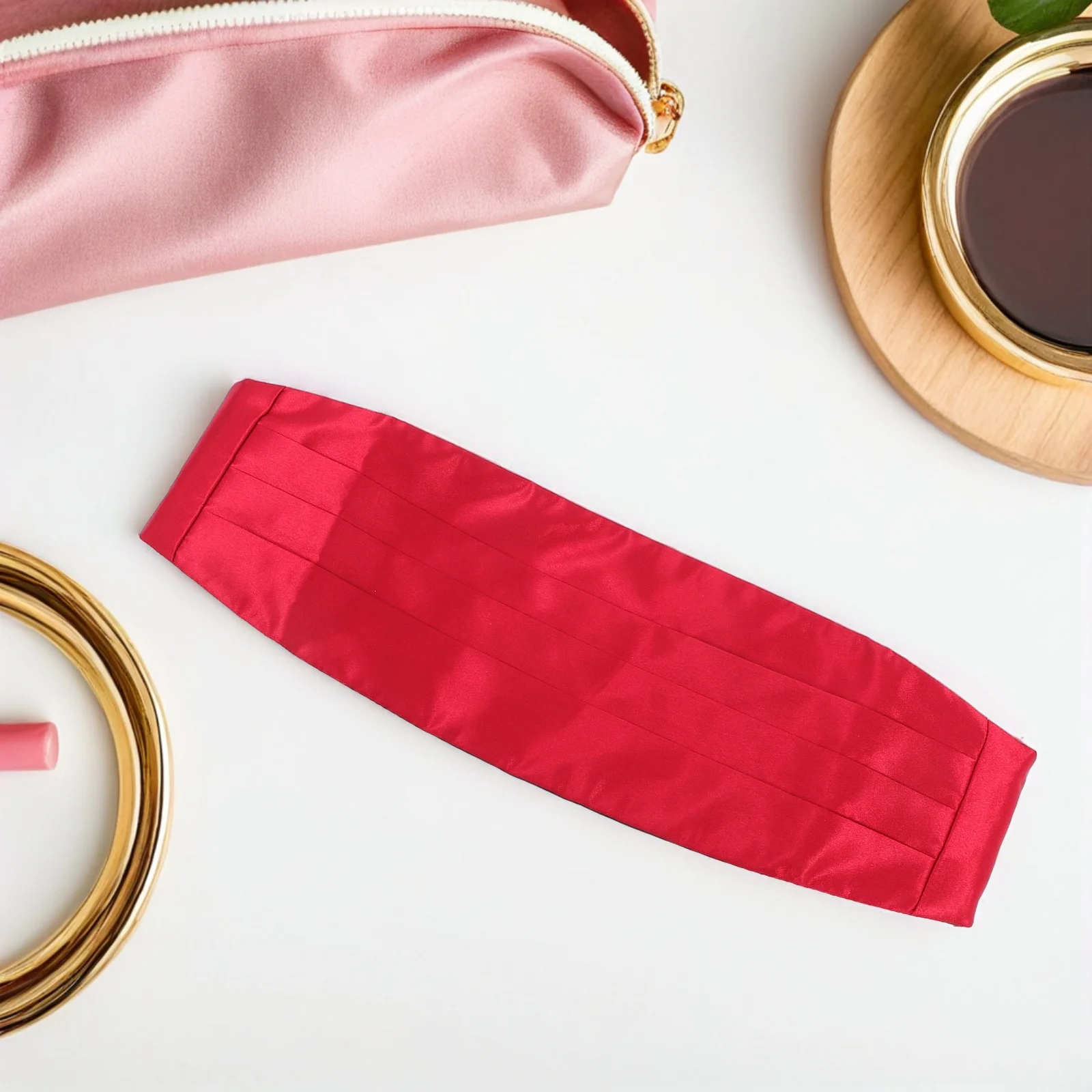 حزام خصر قابل للتعديل من الساتان ملحقات سهرة حمراء للرجال لحفلات الزفاف ملابس رسمية أنيقة وحزام تلبيس أنيق