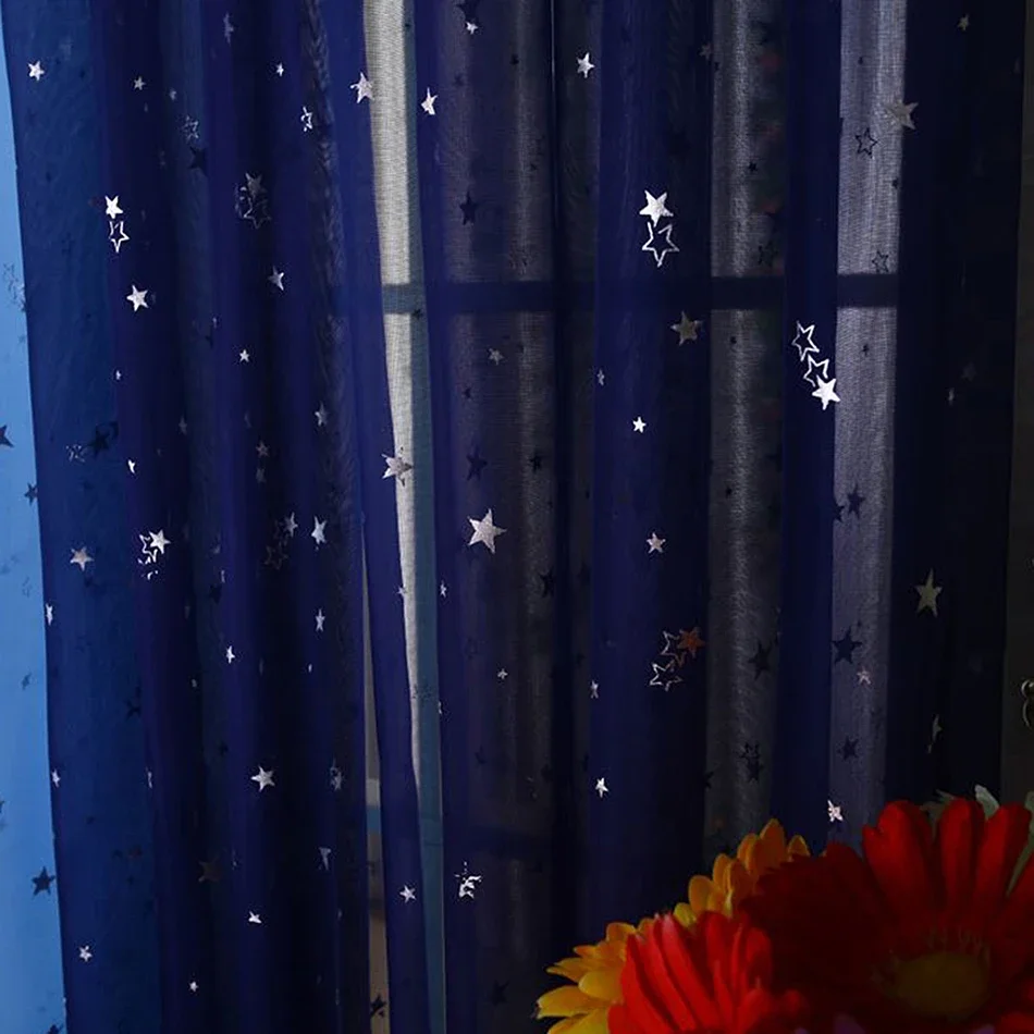 Shiny Stars Children Cloth Curtains For Kids Boy Girl Bedroom Living Room Blue/Pink Blackout Cortinas Custom Made Drape wp123#45