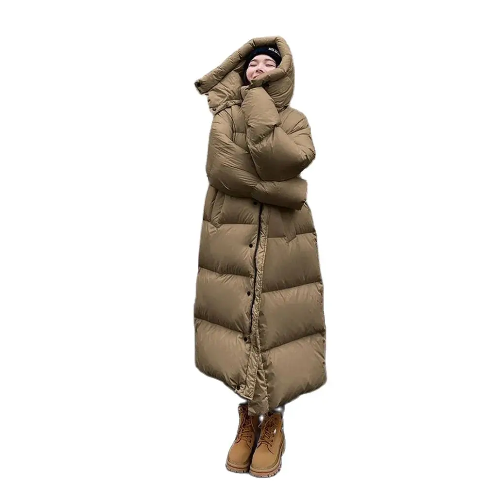 Fashion Loose Down Cotton-padded Jacket Female 2024 New Korean Version Of knee-high Winter Hooded Temperament Warm Coat Female.