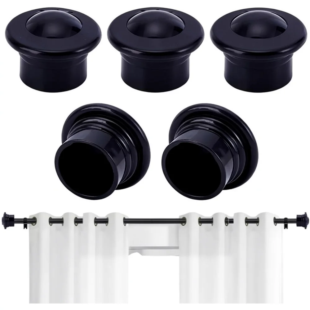 For Siyu Drapery Pole Finials Decorative Black Plastic End Caps Modern Curtain Rod Hardware Replacement Parts For Windows