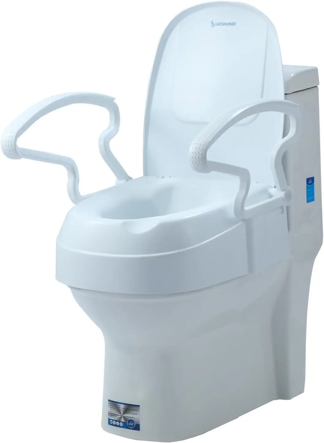 Raised Toilet Seat Risers, Elongated, Adjustable Height | with Flip Handles|Adds 5.5