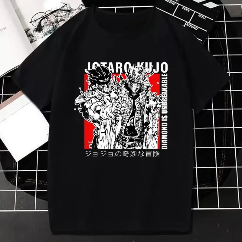 Japanse Anime Jojo Bizarre Adventure Grafische Print T-Shirt Mannen Vrouwen Mode Streetwear Korte Mouw Plus Size T-Shirt Unisex